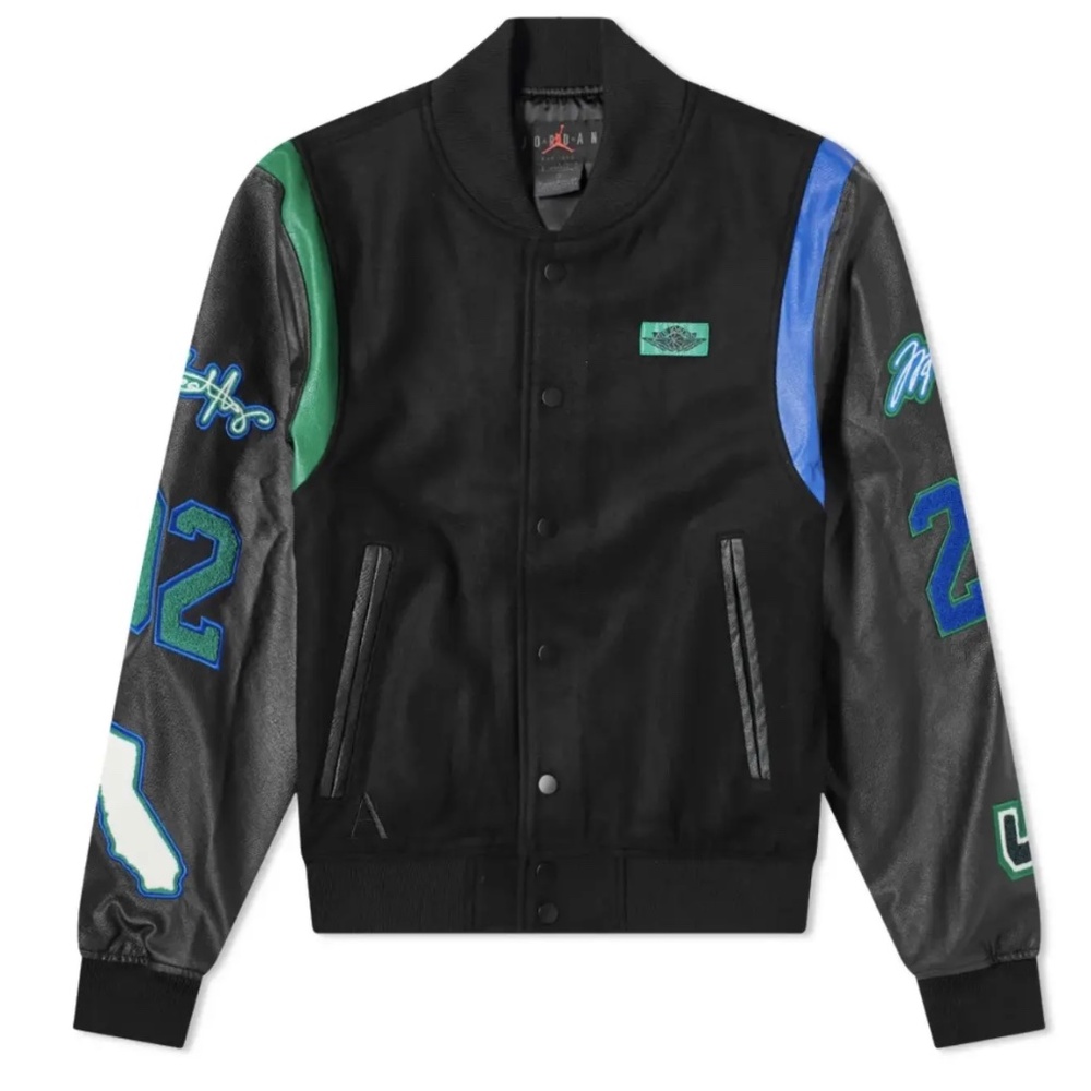 Nike Jordan x Aleali May Varsity Jacket XSmall Black Green Blue